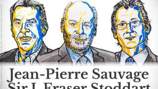 Los tres ganadores del Nobel de Química 2016.