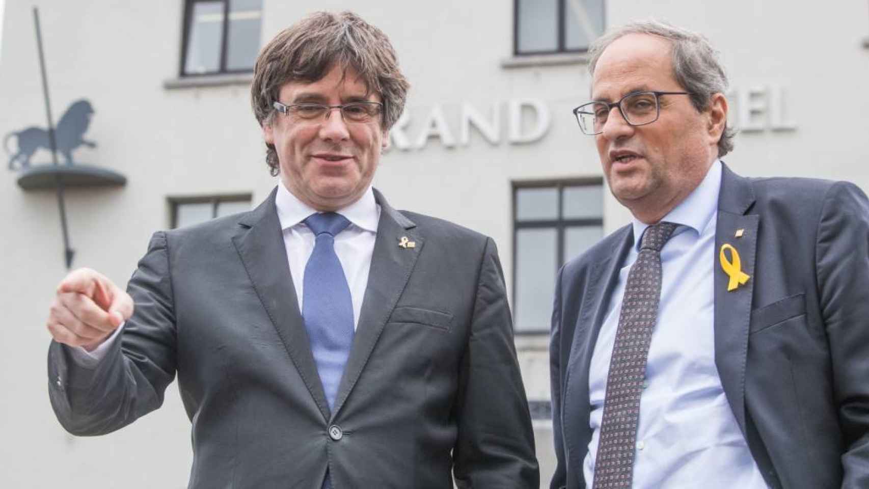 Carles Puigdemont y Quim Torra, tras su reunión en Waterloo (Bélgica).