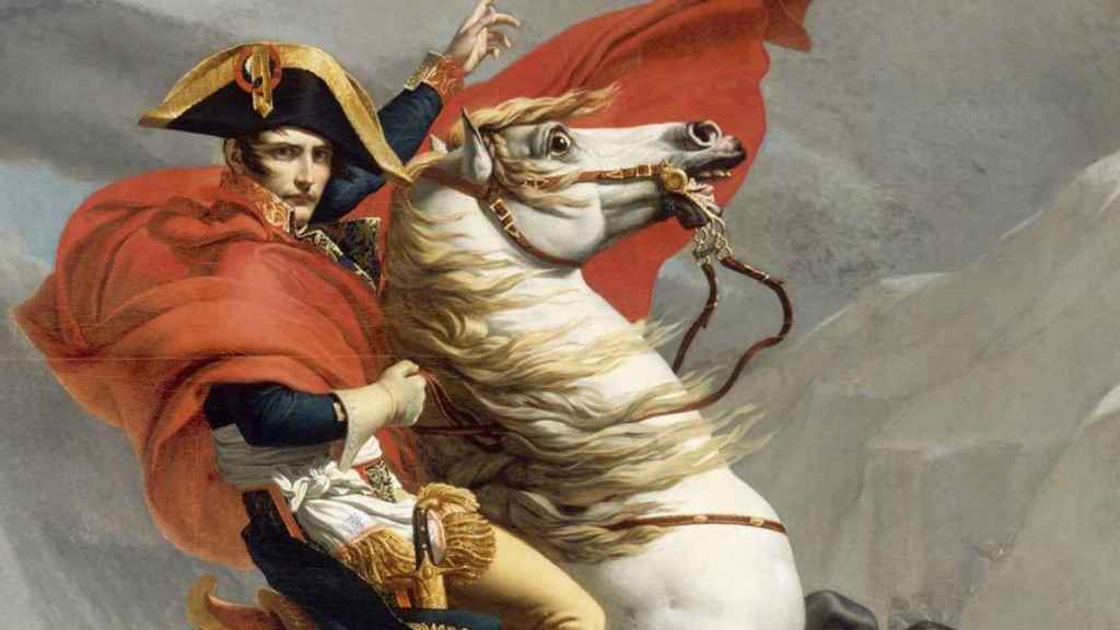 Un cuadro  que representa a Napoleón sobre un caballo.l