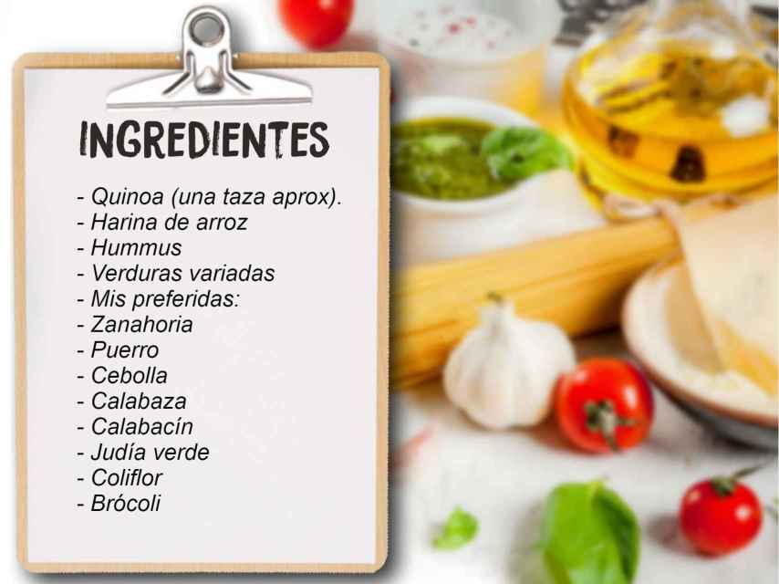 Ingredientes de las hamburguesas de quinoa de Carola Baleztena.