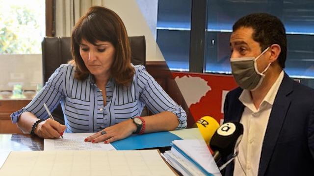 Julia Parra (Cs) y Toni Francés (PSOE), hoy en la Diputación.