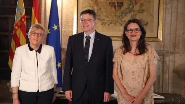 Ana Barceló, Ximo Puig y Mónica Oltra, en una imagen de archivo.